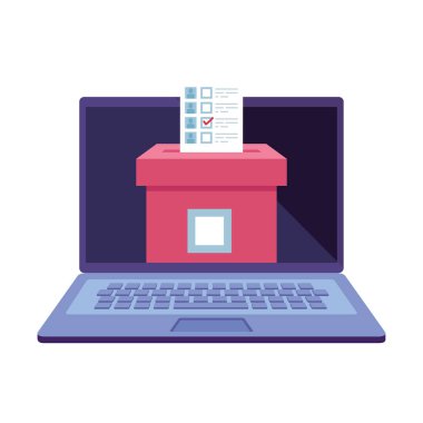laptop computer for vote online with ballot box