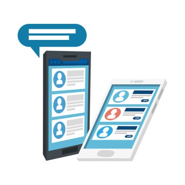 Sohbet ve konuşma baloncuklu akıllı telefon seti