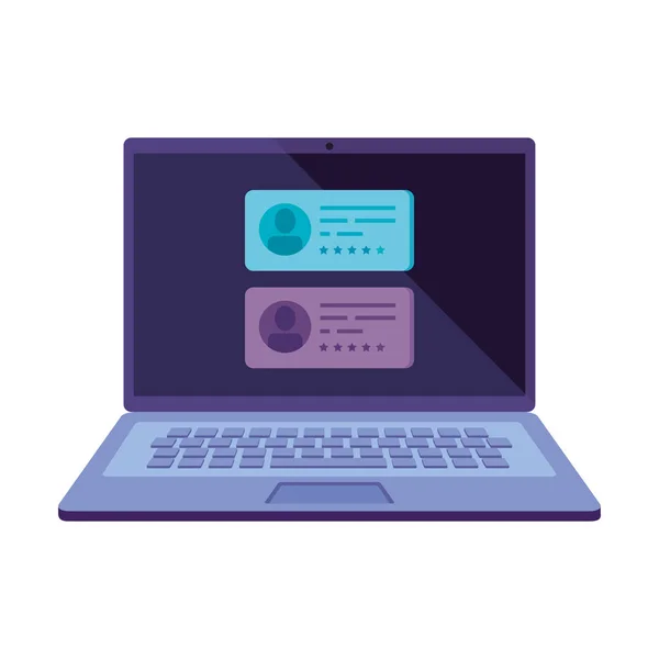 Laptop computer for vote online isolated icon — Stock vektor