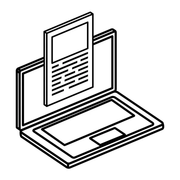 Laptop-Computer mit Dokument-Icon — Stockvektor