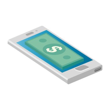 smartphone device with bill money isolated icon