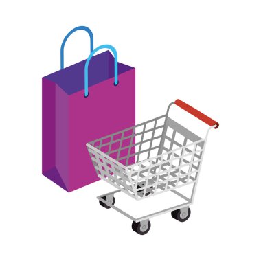 Araba alışverişi simgesi olan çanta