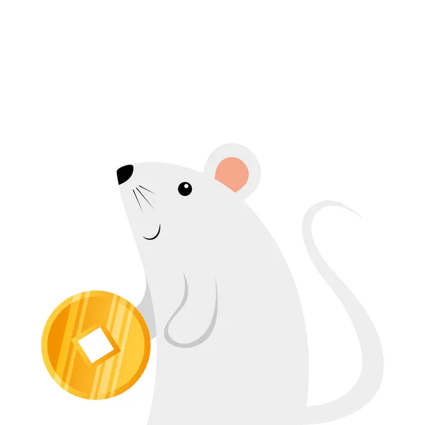 Rat rongeur mignon avec pièce d'or — Image vectorielle