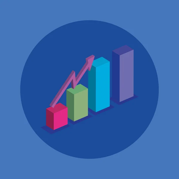Barras estatísticas com seta para cima ícone isolado —  Vetores de Stock