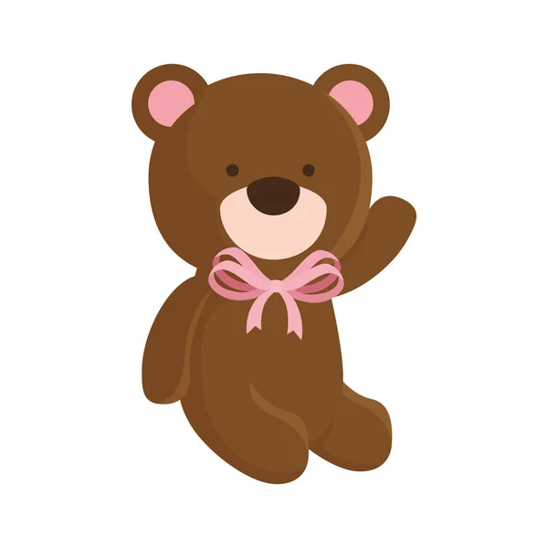 Lindo osito de peluche aislado icono — Vector de stock