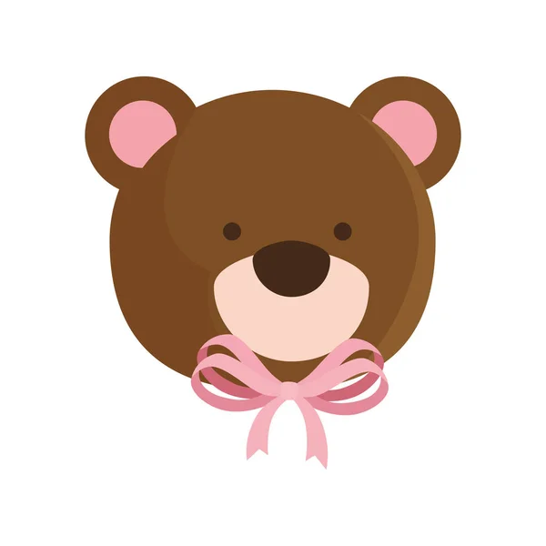 Faccia di orsacchiotto carino icona isolata — Vettoriale Stock