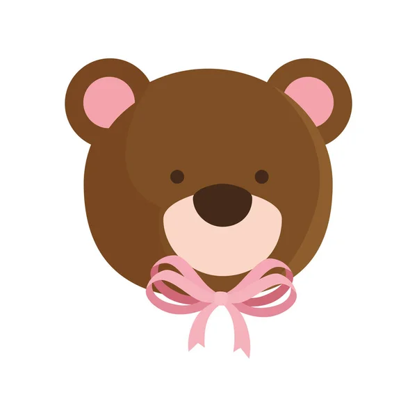 Cara de osito de peluche lindo icono aislado — Vector de stock