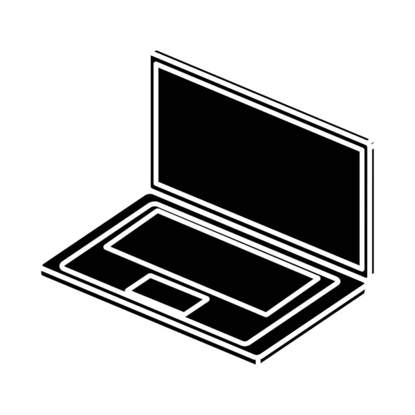 Silhouette von Laptop-Computer-Gerät isoliert Symbol — Stockvektor
