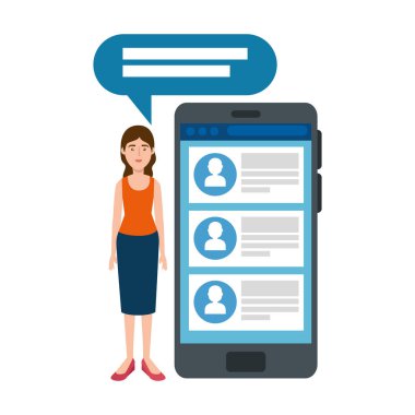 Genç kadın ve akıllı telefon.