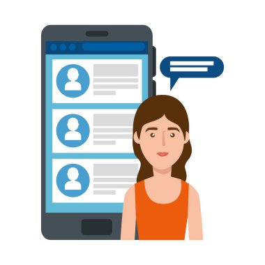 Genç kadın ve akıllı telefon.