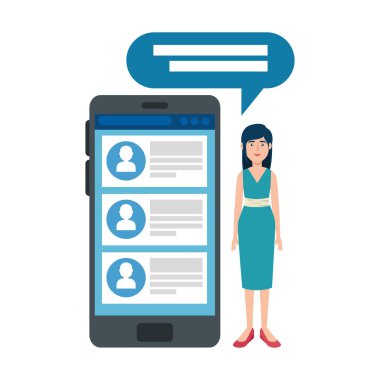 Genç kadın ve akıllı telefon.