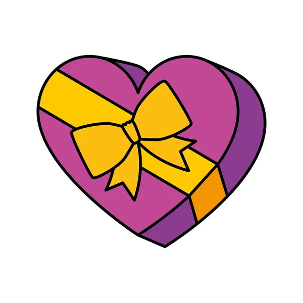 Gift in heart shape isolated icon — Stock Vector