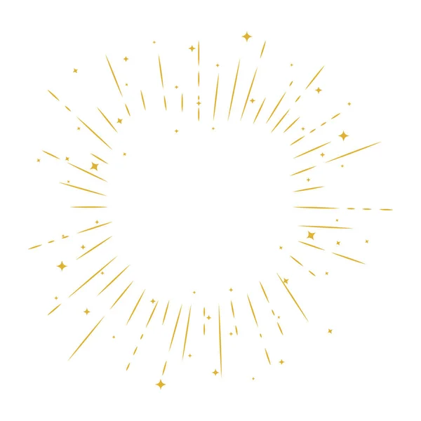 Guld sunburst dekoration linje stil ikon — Stock vektor