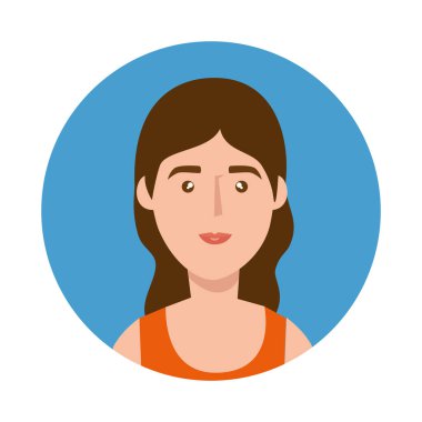 çerçeve dairesel karakter simgesi içinde genç bir kadın yüzü