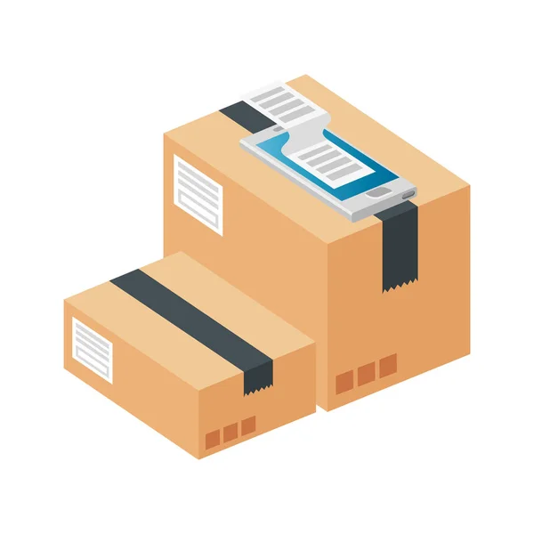 Boxes package cargo isolated icon — Stock Vector