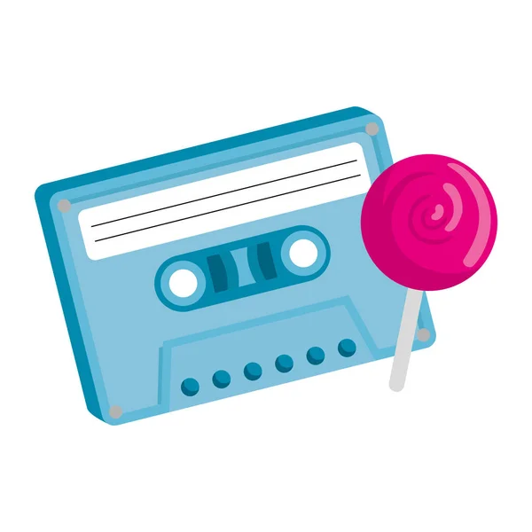Cassette des années 90 avec icône isolée sucette — Image vectorielle