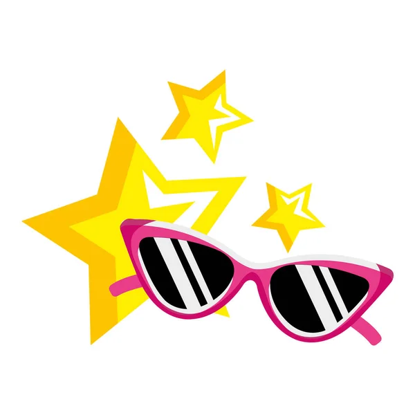 星のポップアートスタイルのアイコンとサングラス — ストックベクタ