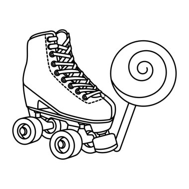 Doksanların çizgi simgesi lolipopu ile paten kaymak