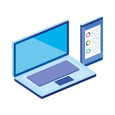 akıllı telefon ve bilgi grafikli dizüstü bilgisayar