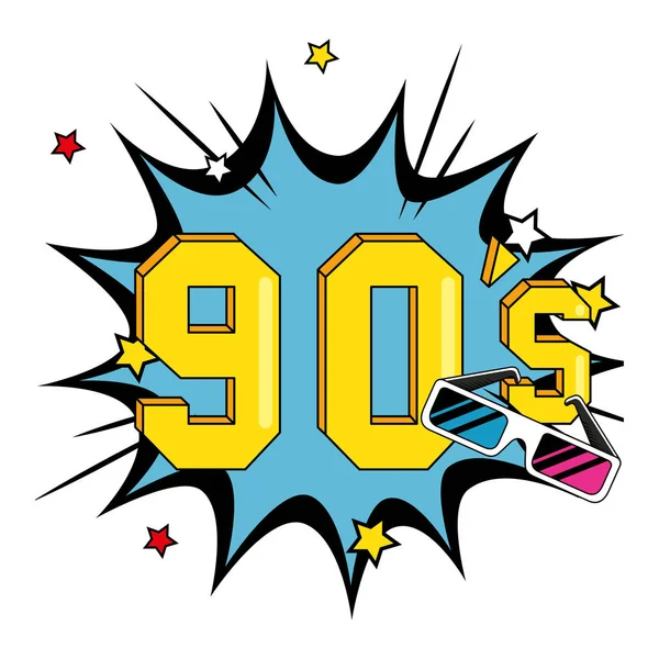 90-tals skylt med glasögon i explosion pop konst — Stock vektor