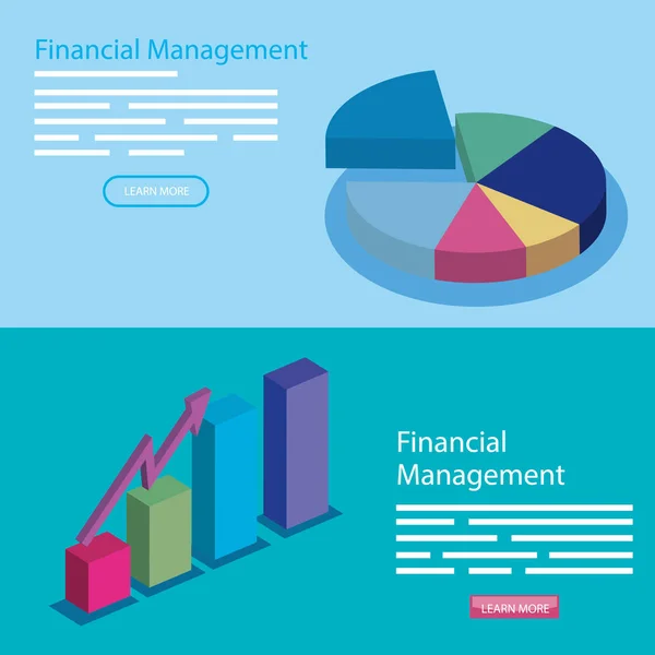 Conjunto cartaz de gestão financeira com ícones — Vetor de Stock