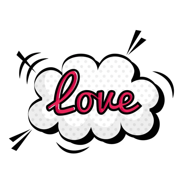 Signo de amor en la nube pop icono de estilo de arte — Archivo Imágenes Vectoriales