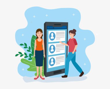 Genç kadınlar ve akıllı telefonlar.