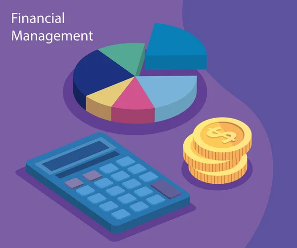 Gestão financeira com calculadora e ícones —  Vetores de Stock