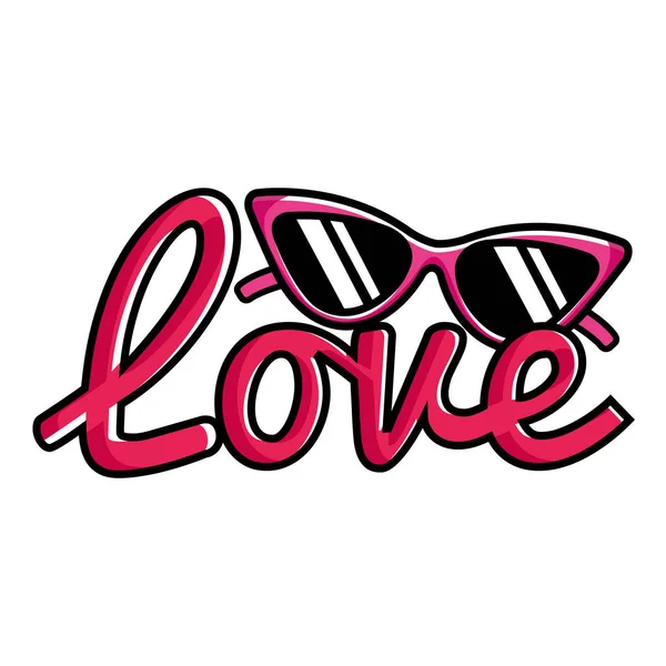 Segno d'amore con occhiali da sole icona in stile pop art — Vettoriale Stock