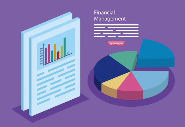Financial management with infographics and document — 스톡 벡터