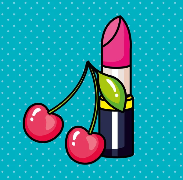Rúzs cseresznye pop art stílusú ikon — Stock Vector