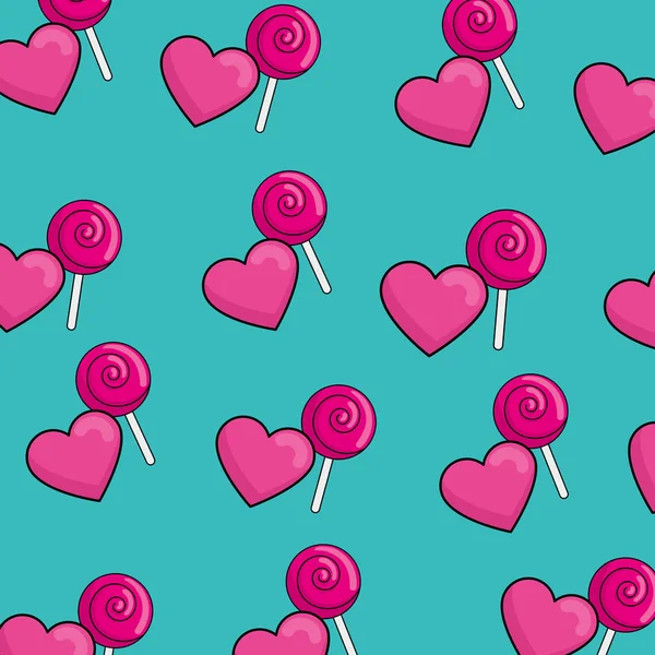 Background of lollipops and hearts retro style — 스톡 벡터