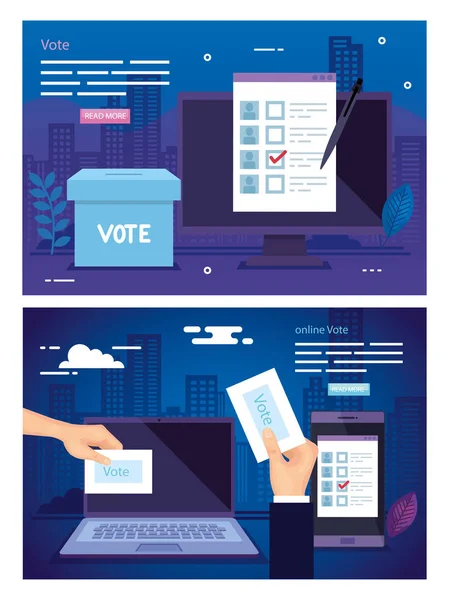 Conjunto cartaz de votação com ícones —  Vetores de Stock