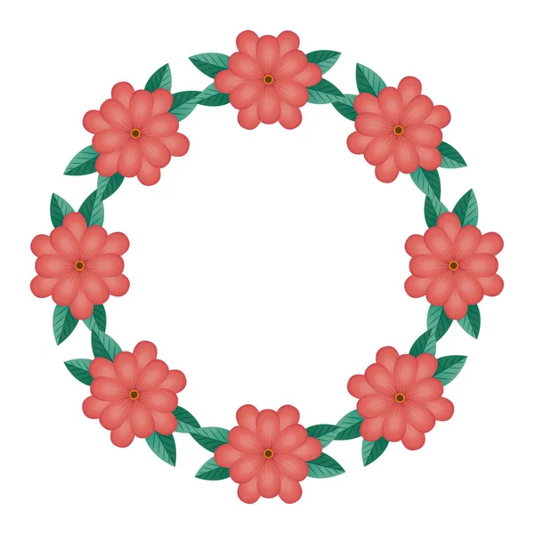 Cadre circulaire de fleurs icône isolée naturelle — Image vectorielle