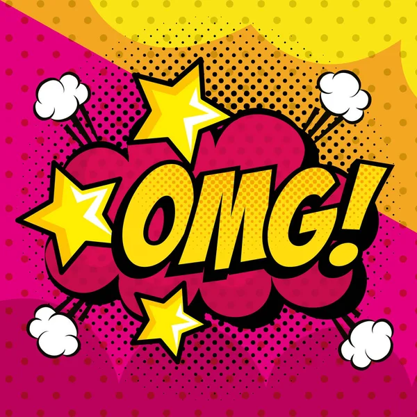 Omg expression with cloud pop art style — Stock Vector