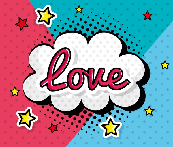 Liebeszeichen in Wolke Pop Art Stil-Ikone — Stockvektor