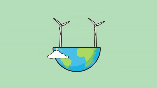 Eco friendly environmental animation with earth and energy production — Stock Video