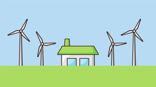 Экологическая анимация с производством энергии — стоковое видео