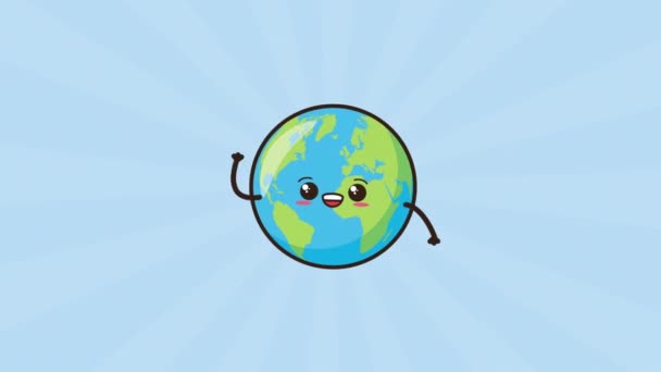 Eco friendly environmental animation with earth character — ストック動画