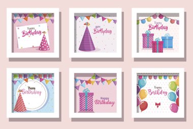 Bir deste kart Mutlu yıllar ve dekorasyon