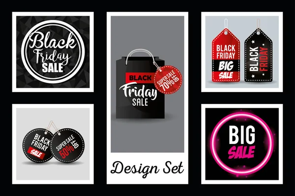 Designs set of black friday labels — Stock Vector