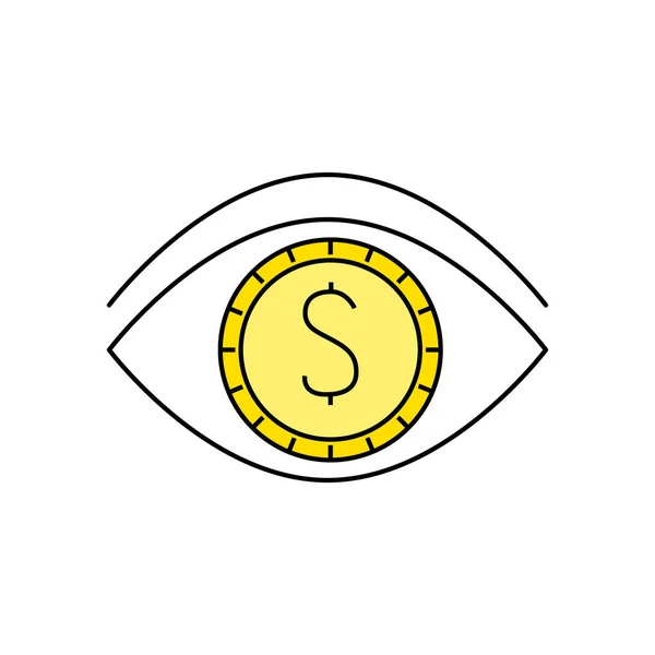 Izolovaný design vektoru oka mince — Stockový vektor