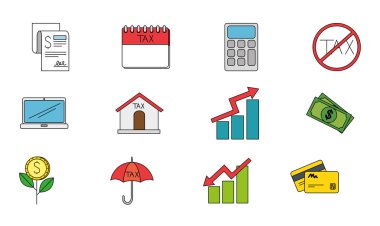 İzole edilmiş para ve vergi ikonu vektör tasarımı