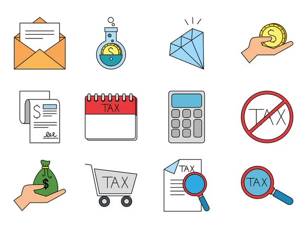Isolated money and tax icon set vector design — Stock Vector