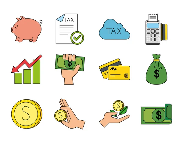 Isolated money and tax icon set vector design — Stock Vector