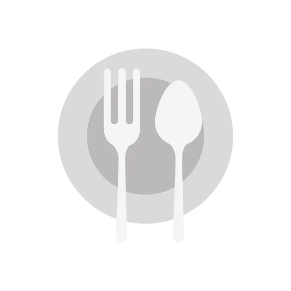 Isolated food plate fork and spoon vector design — Stock Vector
