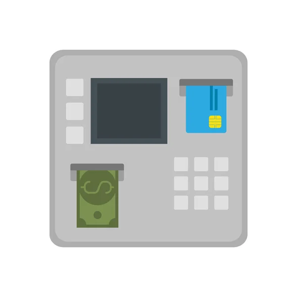 Isolierter Geldautomat mit Rechnungs- und Kreditkartenvektordesign — Stockvektor
