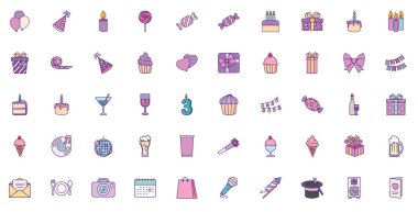 Mutlu yıllar ikon kümesi vektör tasarımı