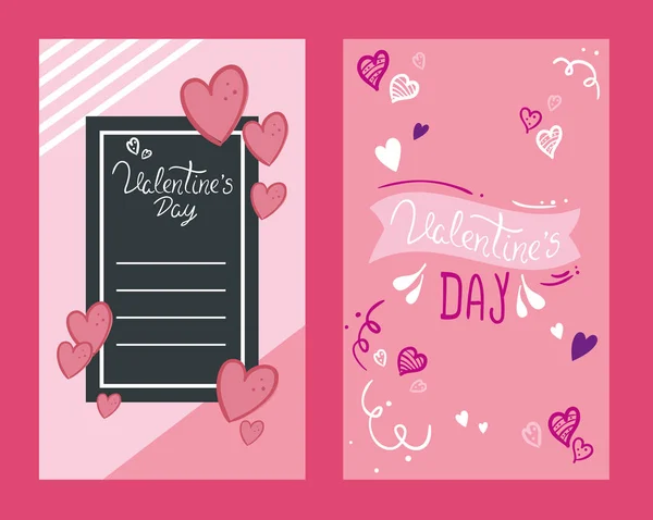 Conjunto de tarjetas feliz día de San Valentín — Vector de stock