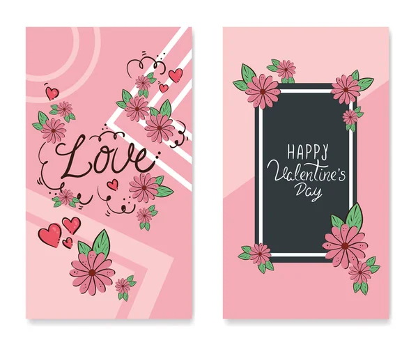 Conjunto de tarjetas feliz día de San Valentín — Vector de stock